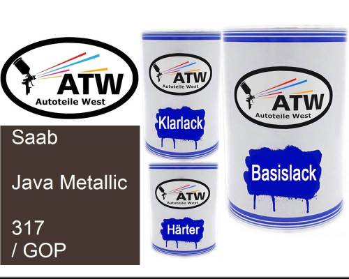 Saab, Java Metallic, 317 / GOP: 500ml Lackdose + 500ml Klarlack + 250ml Härter - Set, von ATW Autoteile West.